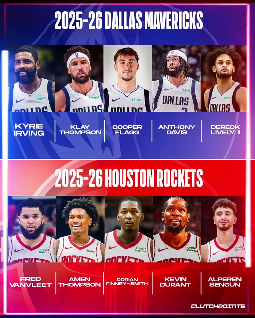 火星撞地球🤯独行侠和火箭新赛季阵容PK！七场系列赛谁能赢？