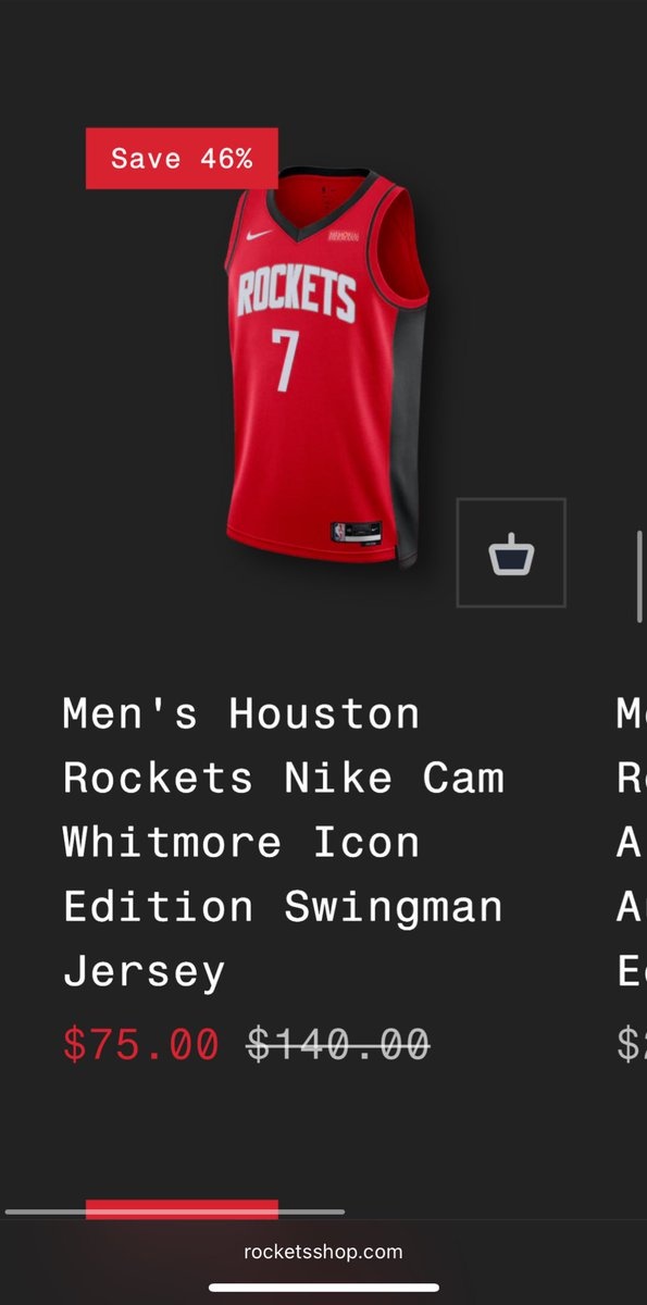 KD新球衣在路上😂惠特摩尔火箭7号球衣 原价140美元现仅需75刀