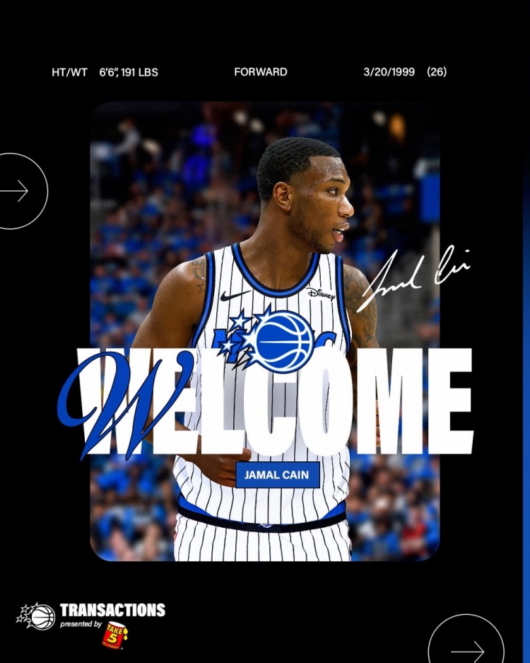 魔术官方：球队与锋线球员贾马尔-凯恩签下一份双向合同