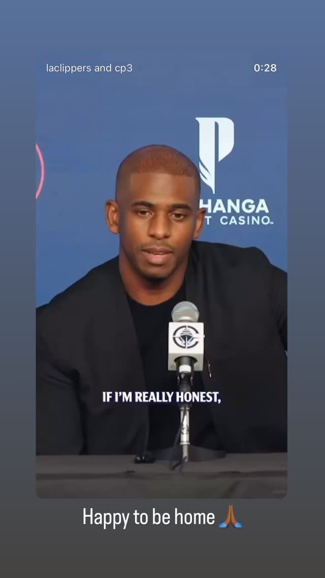 洛城3号回归😁保罗IG转发自己采访片段：回家快乐🙏🏾