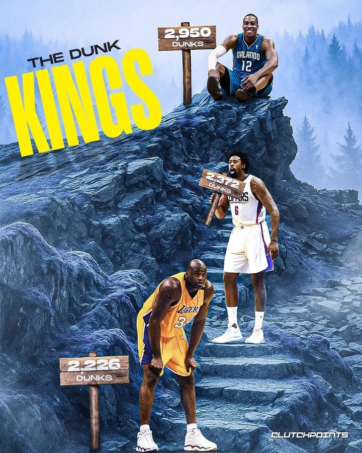 篮下巨兽！美媒晒图历史扣篮数前三：霍华德、小乔丹、奥尼尔