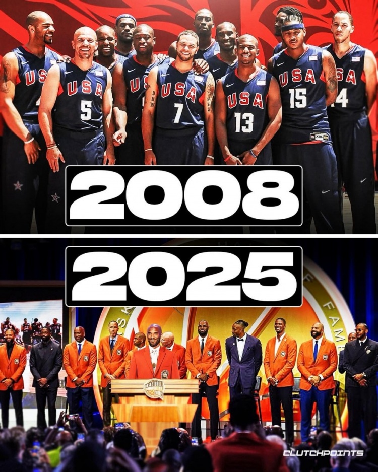 仅差队魂科比！詹韦瓜炮领衔美国男篮梦八11人现身名人堂颁奖礼