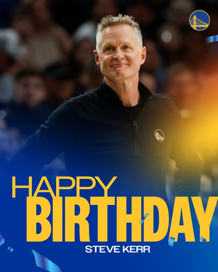 带领金州夺得4冠！勇士官推：球迷们 一起祝科尔教练60岁生日快乐