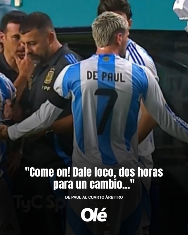 德保罗向第四官员抱怨换人太慢：快点啊，换个人要等俩小时