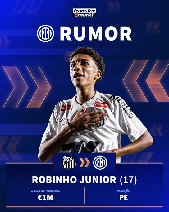 罗比尼奥儿子！罗马诺：国米有意17岁小罗比尼奥，据悉解约金1亿