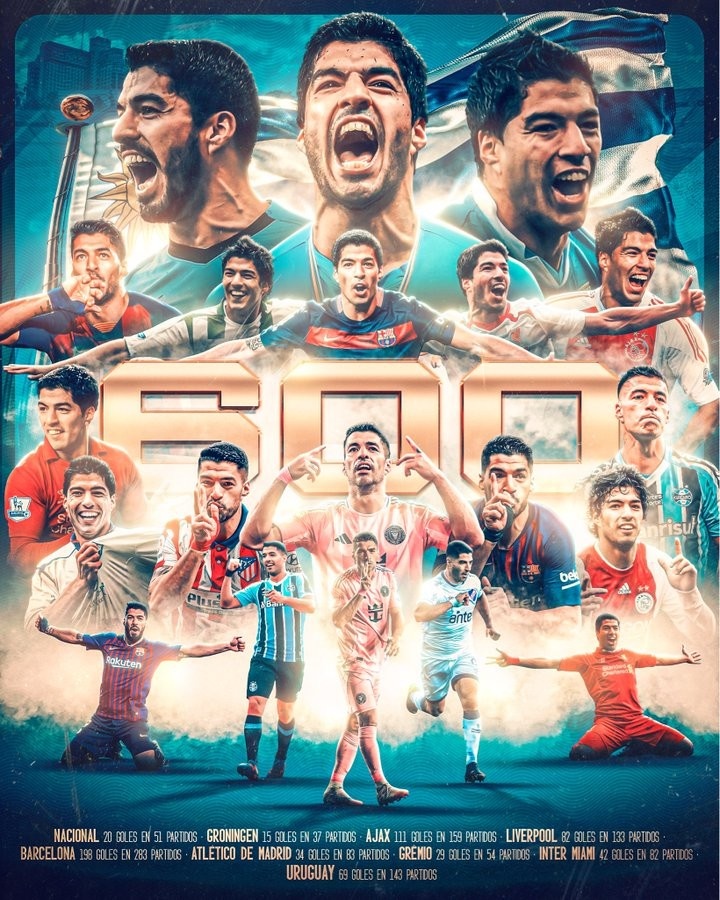 苏亚雷斯庆祝600球里程碑：感谢所有俱乐部、队友、国家队和球迷